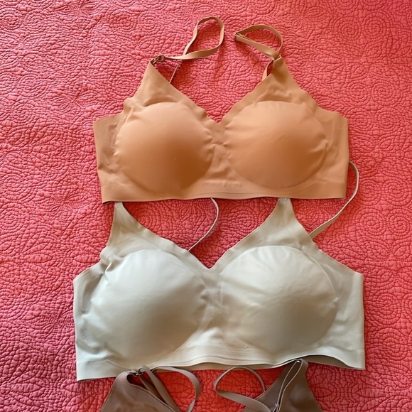 Bras lot of 3. Sz L Nude gray lilac. Padded removable cups adjustable straps - Picture 2 of 12
